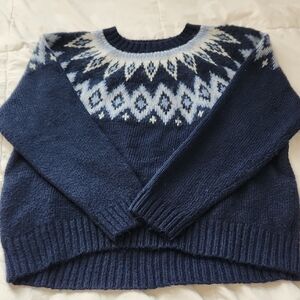 Old Navy Dark Blue and White Patterned Sweater